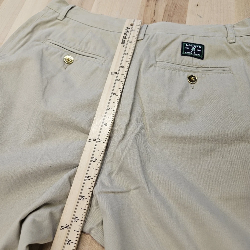 Lauren Ralph Lauren Chino Pants Women's Size 8 Beige 100% Cotton Gold Buttons